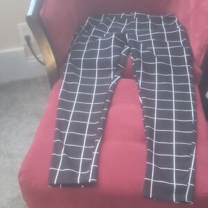 Straight Leg Black Windowpane Pants